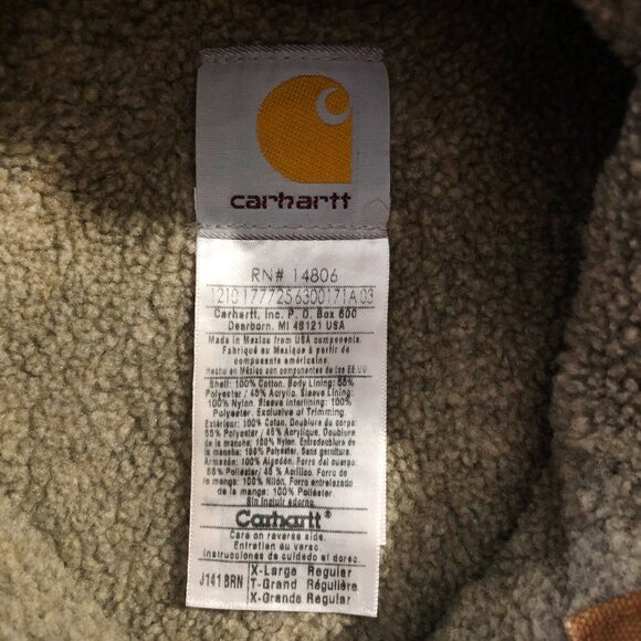 Carhartt Jacket Mens XL Sandstone Sherpa Fleece Lined Sierra Hooded Work Coat - Picture 6 of 10